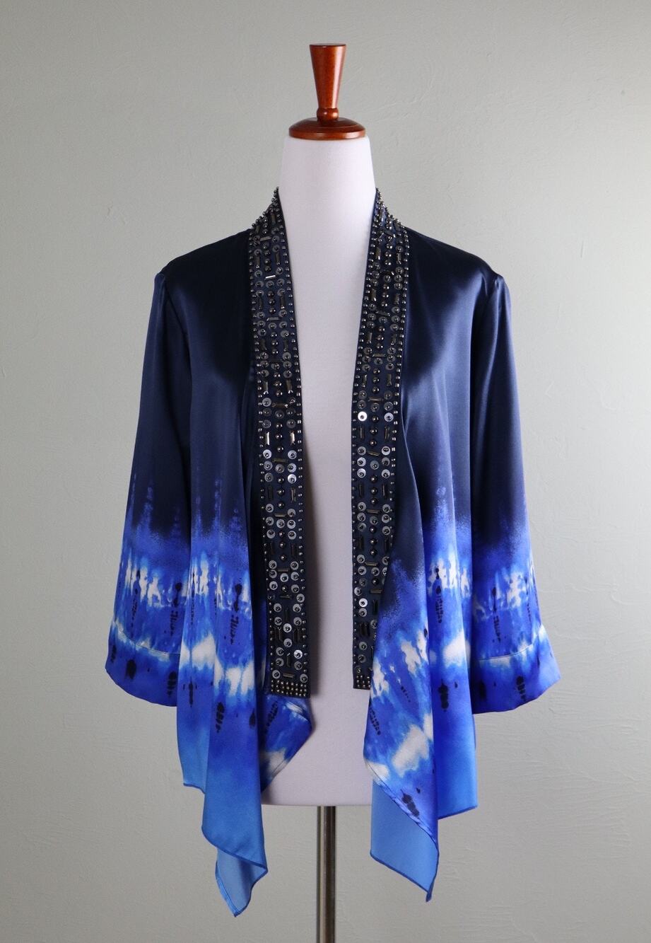 CHICO'S Black Label NWT Dip Dyed Beaded Jacket Top Size 0 US 4 / 6 / Small